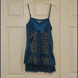 Beautiful dark green blue slip dress